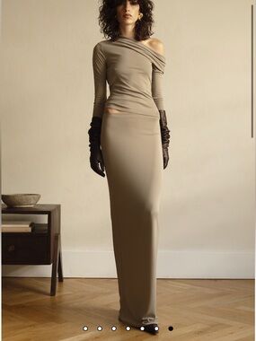 Matte Jersey Maxi Skirt in Oyster Taupe